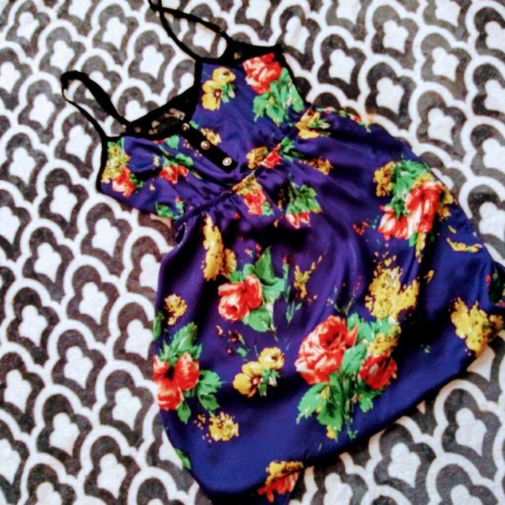 Silky purple flower dress